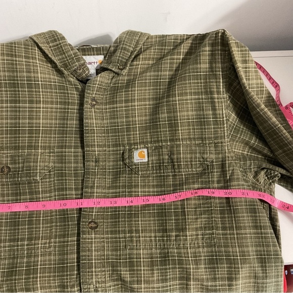 Carhartt Olive Long Sleeve Button Down Shirt Size L - Picture 6 of 6